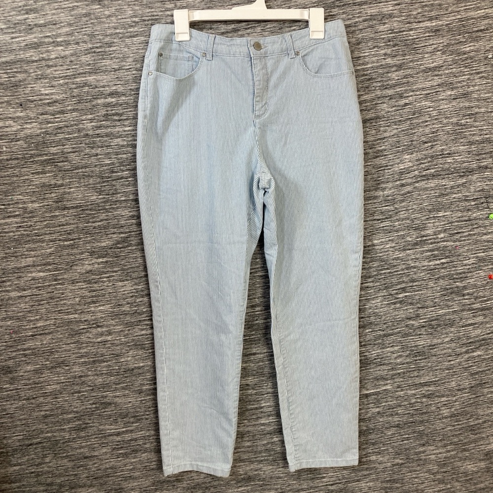 Charter Club Blue White Stripes Bristol Ankle Skinny Jeans